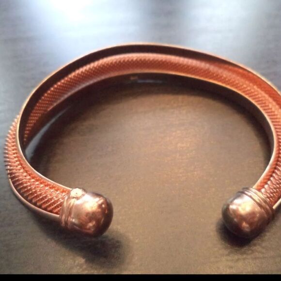 VINTAGE ESTATE SIGNED STERLING SILVER VERMEIL 6 3/4" BRACELET - Picture 3 of 4